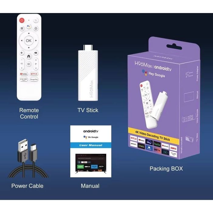 Stick/ TV BOX com comando de voz OK Google  android 14.