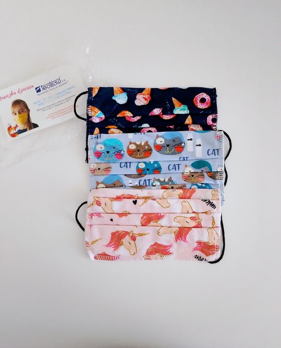 wielorazowa bawełniana maseczka ochronna dla dzieci 3 sztuki