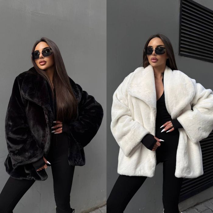 Екошубка на застібказ чорна, молоко