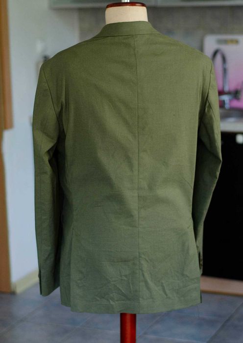 Letnia marynarka zielona C&A Premium, Len+Bawełna, r54, półpodszewka