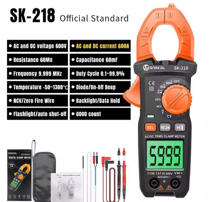 Цифрові кліщі тестер постійний і змінний струм DC AC 600A