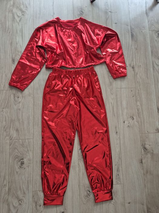 Nowy! Metaliczny dres 36 S bluza spodnie komplet lata 70 80 90