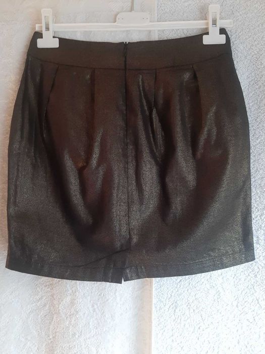 Spódnica mini imprezowa, czarno - złota,100 % bawełna, Troll, r. XS
