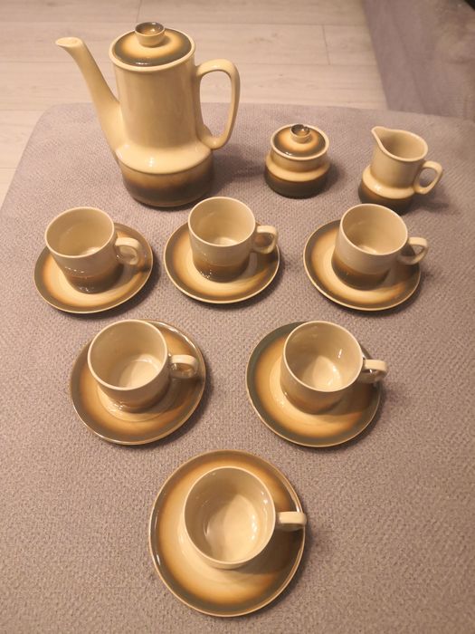 Serwis kawowy Tułowice 6 osób, dzbanek, filiżanki, podstawki, mlecznik