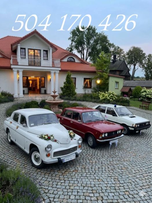 Biała Warszawa  Polonez Fiat do ślubu