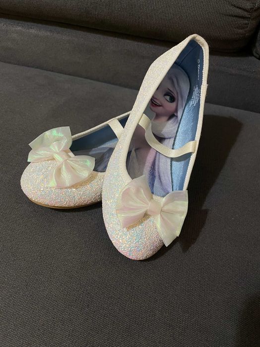 Brokatowe białe baleriny dziewczęce 31 Frozen