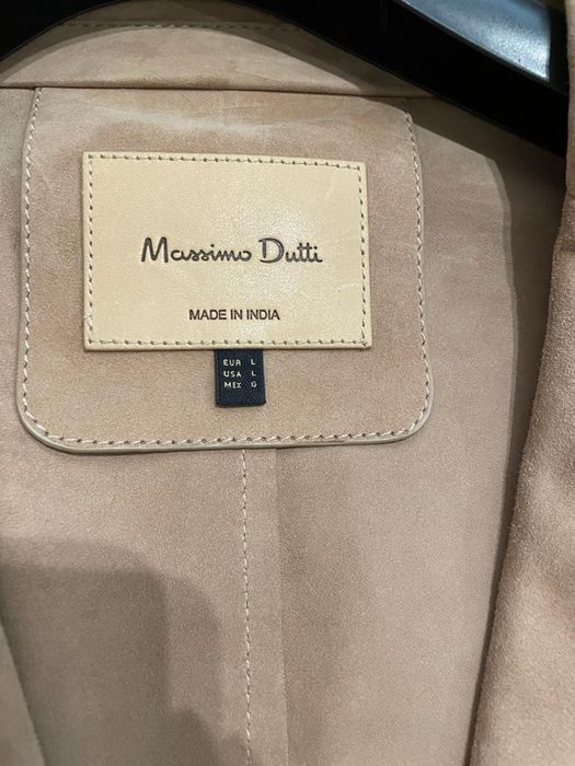 Blazer pele camurça beige Massimo Dutti