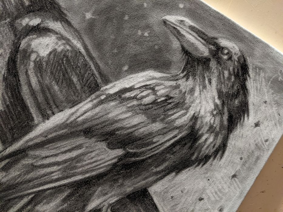 Создаю картины, графика, уголь на холсте.