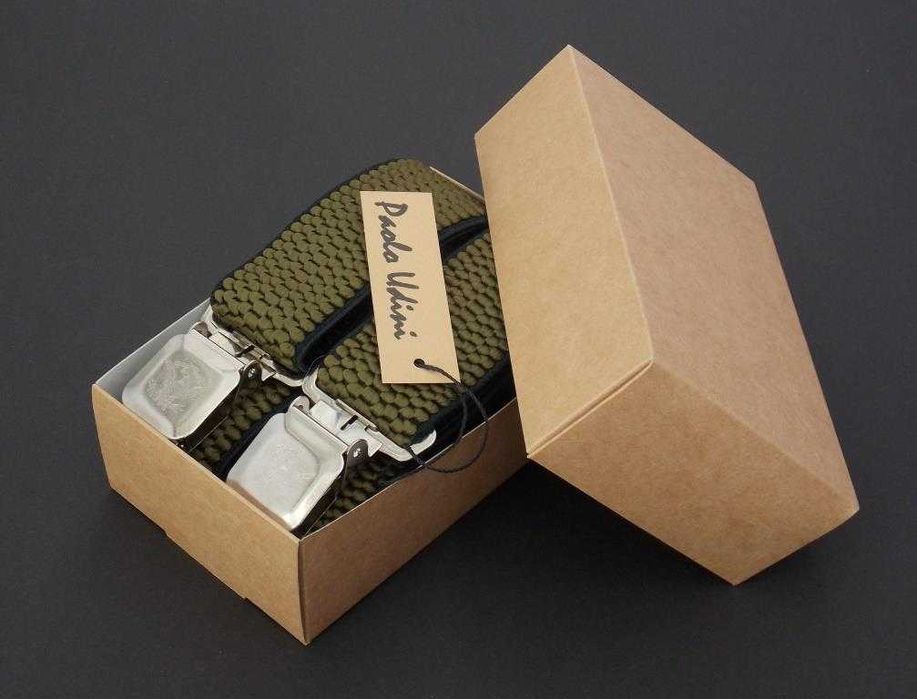 Мужские подтяжки подарочные Paolo Udini / підтяжки міцні хакі чоловічі