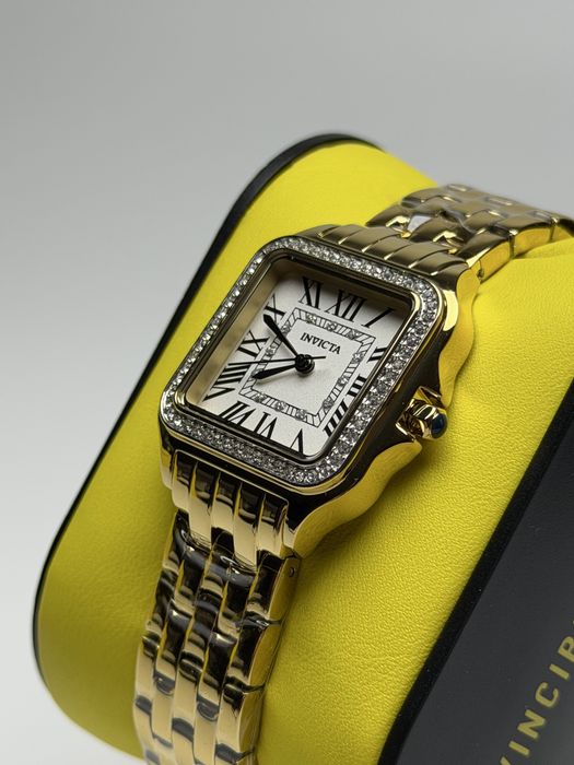 Invicta 48995, жіночий годинник з золотистим браслетом, інвікта квадратні