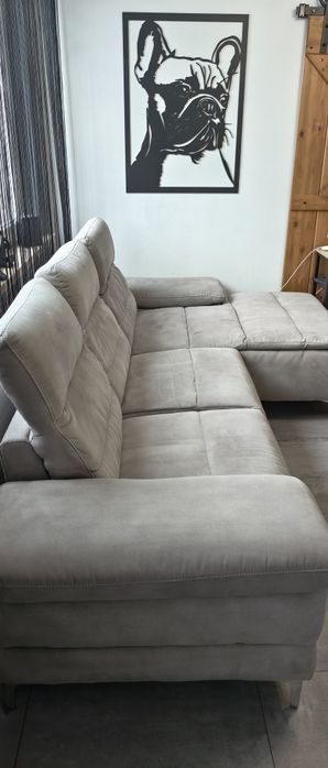 Narożnik prawy 280x155, skóra NUBUK, elektryczny relax, schowki