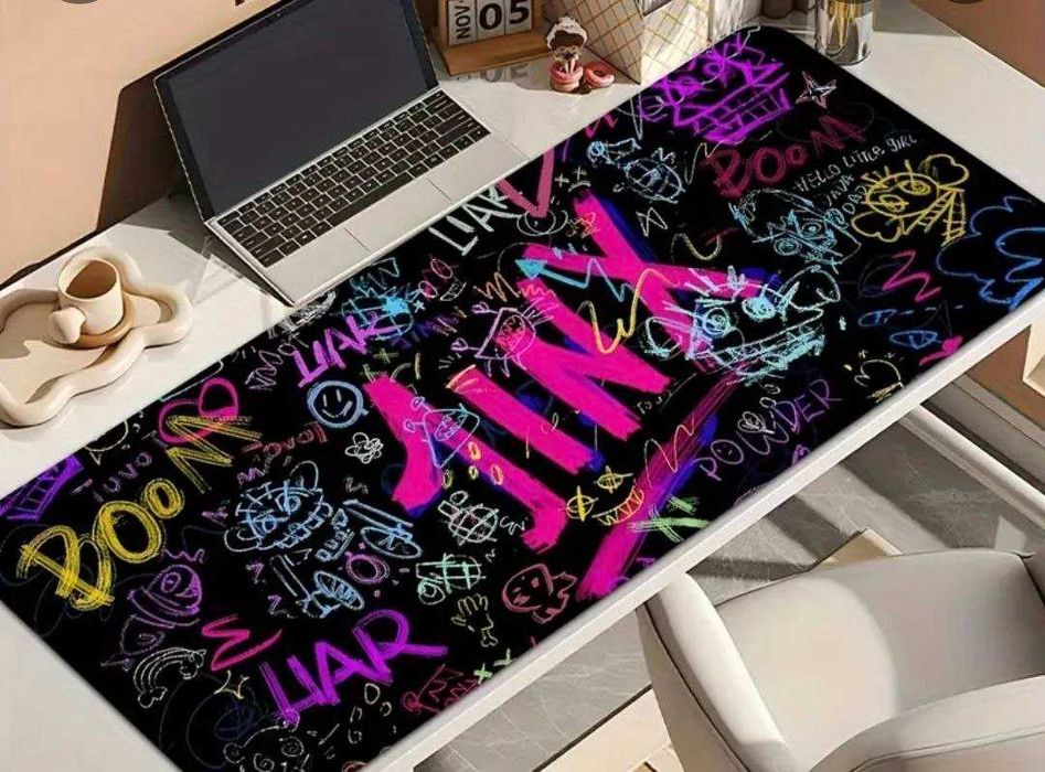 Фетровий килимок для миші з яскравим принтом 90×40 см