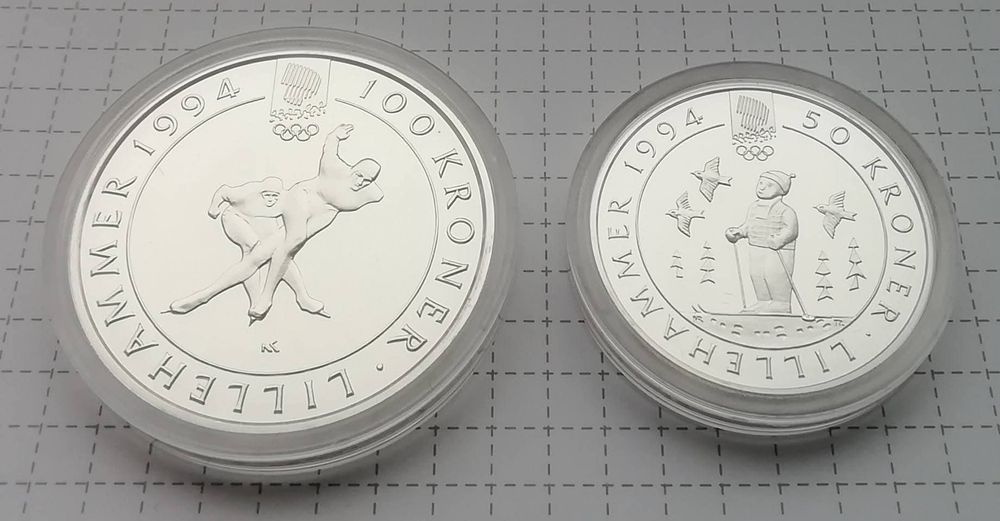 Норвегія набір 50+100 крон 1991р. СРІБЛО. ПРУФ. Олімпійські ігри.