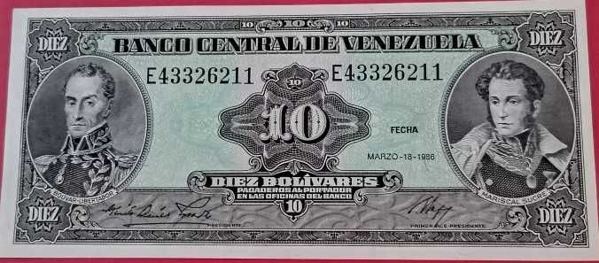 Nota de 10 Bolívares, de 18 Março 1986