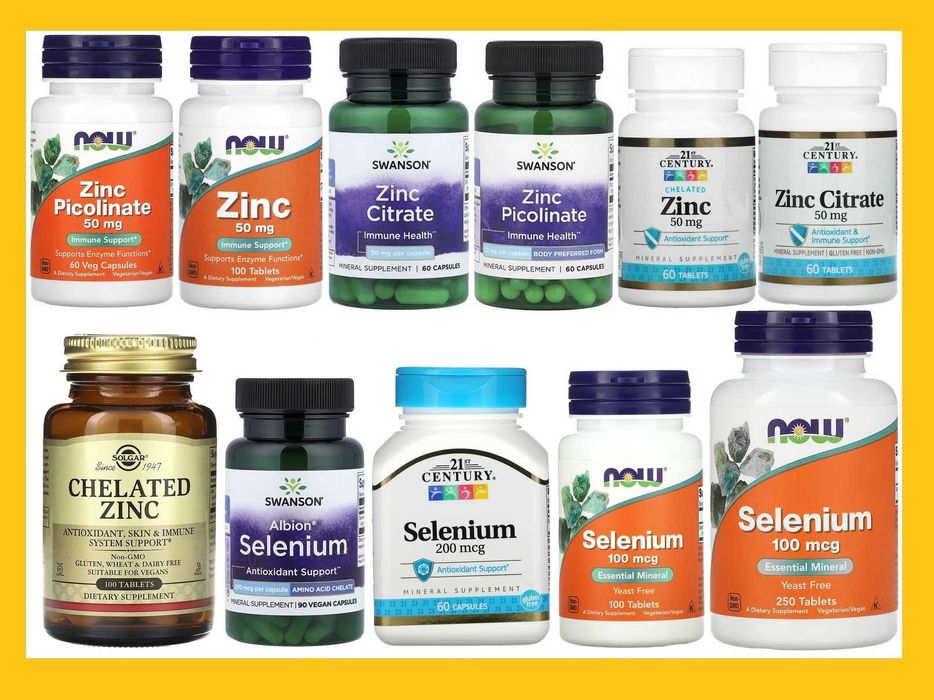 Селен, цинк піколінат хелат цитрат мінеральна добавка Now Foods