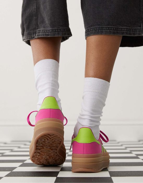Жіночі adidas originals gazelle bold platform trainers in purple and green