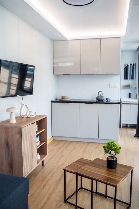 Nowoczesny domek letniskowy, modułowy, mobilny, kontenerowy.