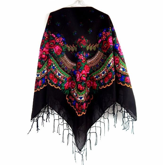 Duża chusta góralska ludowa bawełniana 4 KOLORY chustka folk apaszka