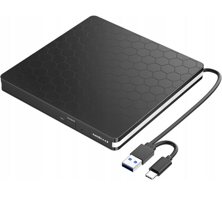 Czarny Zewnetrzny Napęd Dvd CD Amicool BT686 USB-A USB-C