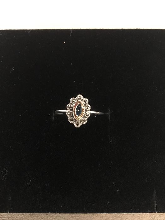 Anel em prata ouro e marcacites