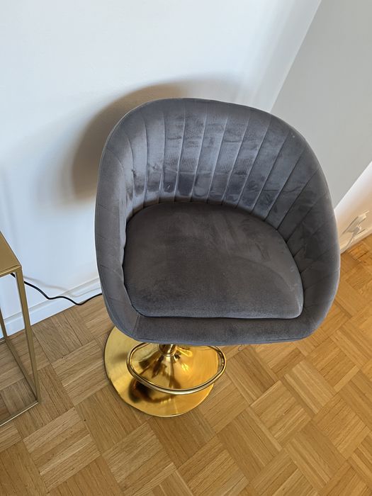 Hoker fotel kosmetyczny szary złoty