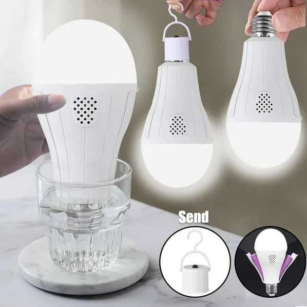 Светодиодная аварийная лампа Rainberg 2 АКБ 18650 20Вт с крючком Е27