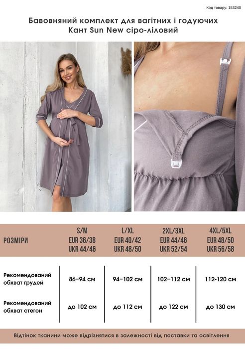 Бавовняний комплект для вагітних і годуючих мам