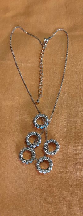 Colar com banho -  Prata Turquesa - Pingentes