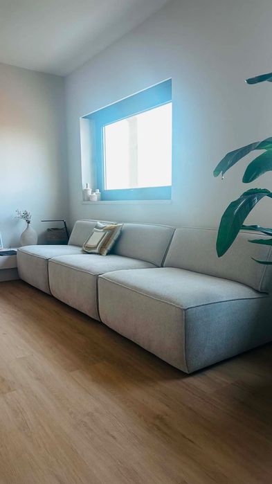 Sofá modular de 3 peças – Cinzento claro – Quase novo | 900€