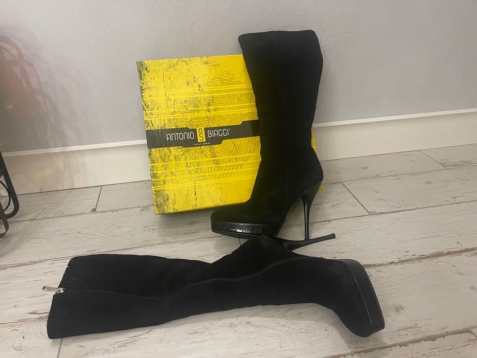 Antonio Biaggi Сапоги на шпильке натуральная замша с флисом р 39