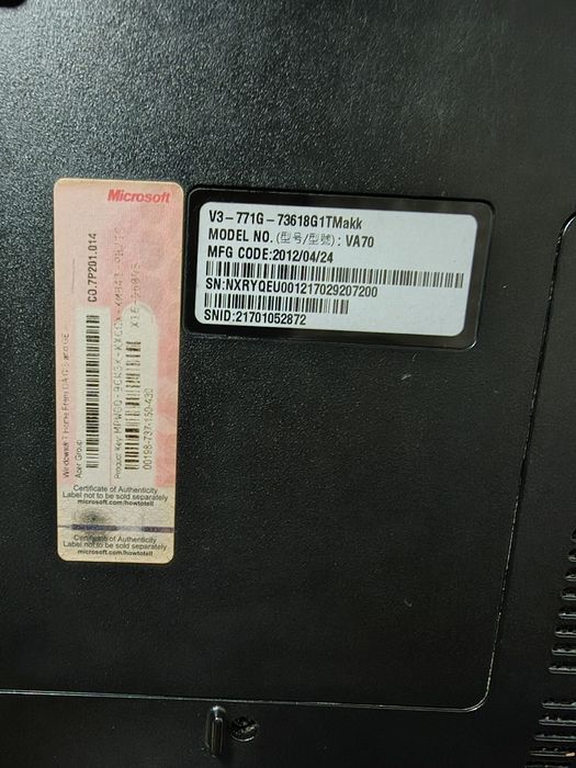 Ноутбук acer aspire va70