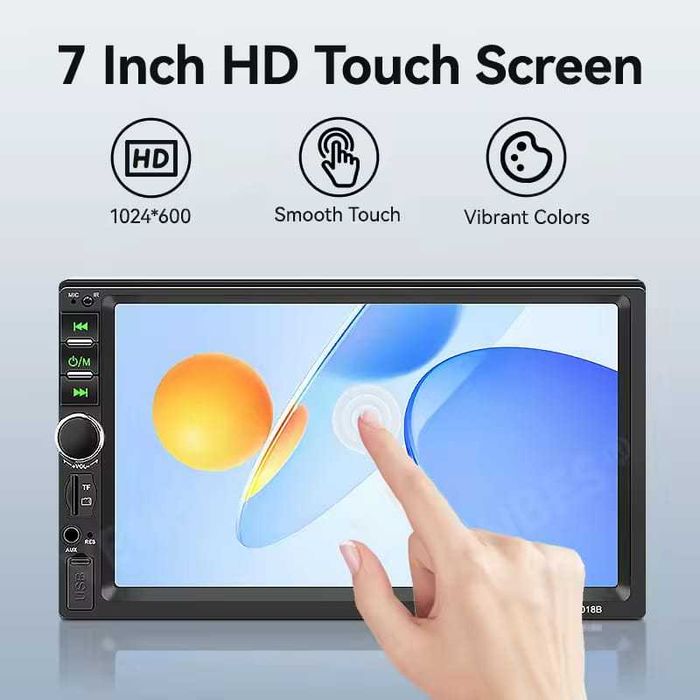 Rádio Automotivo 7 Polegadas 1 DIN Bluetooth Mirror Link USB TF AUX com Câmera de Ré 12V NOVO