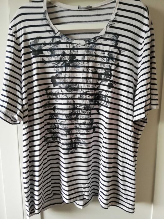 Samoon Garry Weber t-shirt paski biało-granatowe r. 50