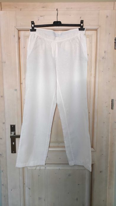 Białe luźne spodnie lniane, edc by Esprit, rozmiar 40
