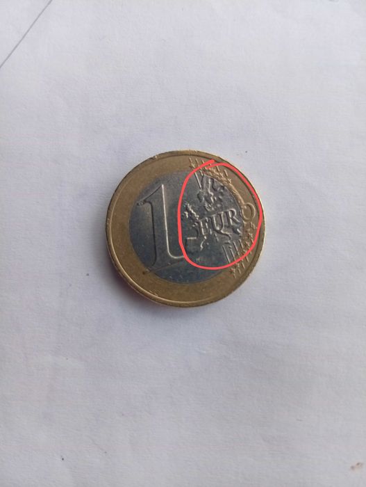 Moeda de 1€, 2016, Portugal, com vários erros