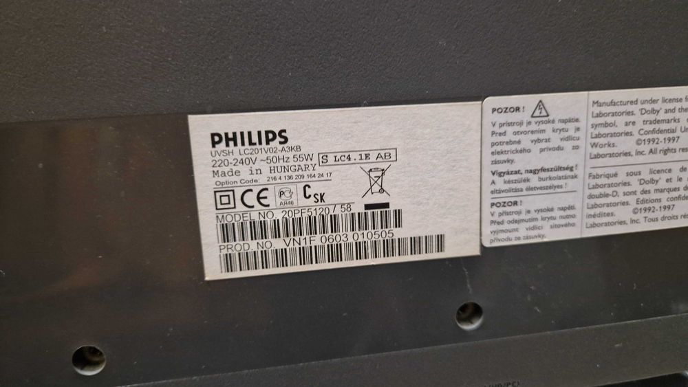 Philips FlatTV UVSH LC201V02-A3KB  RETRO KONSOLE PS1 PS2 Playstation