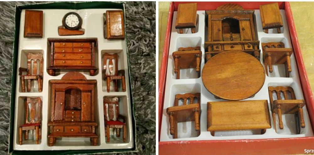 Drewniane miniaturowe stare mebelki dla lalki lalek, ręcznie robione
