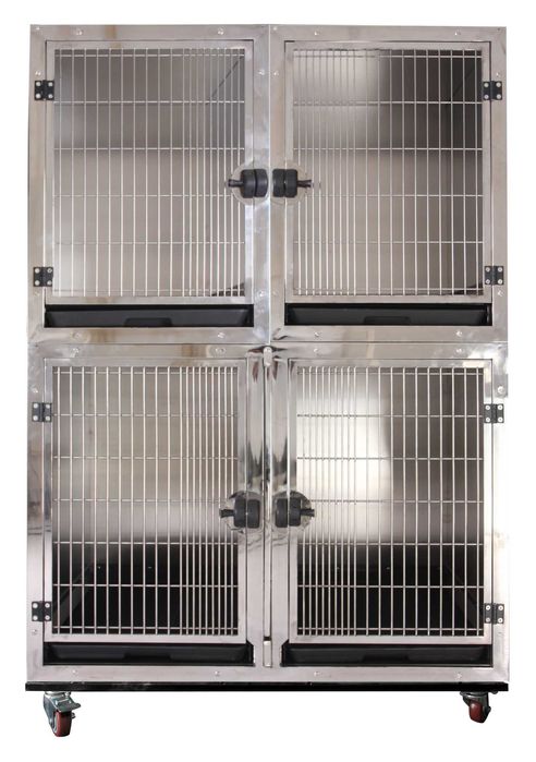 Klatki dla zwierząt weterynaryjne zestaw z podziałem na pół na kółkach