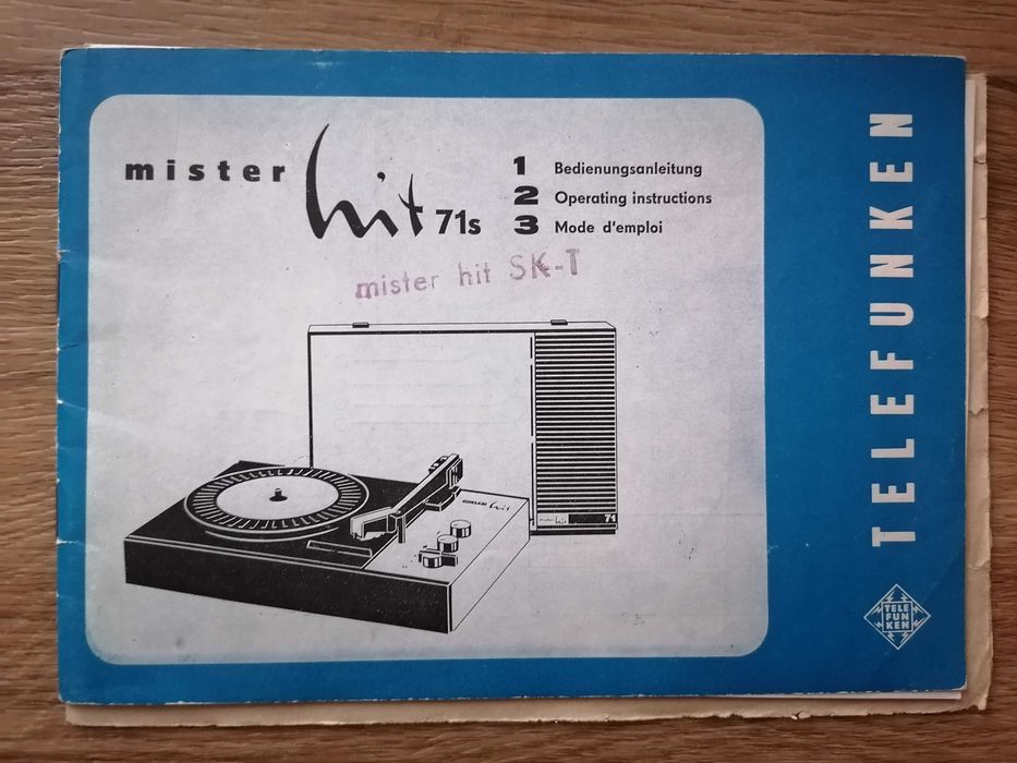 Instrukcja gramofonu Mister hit 71s, Telefunken