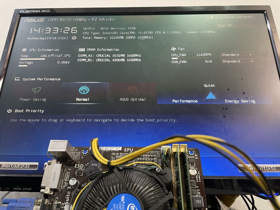 Bundle Board Asus H81M-K LGA1150 + i5-4570S + Cooler Intel + 12GB DDR3 Crucial + Fonte 500W