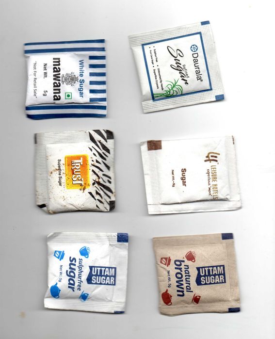 Conjunto de pacotes de açucar India