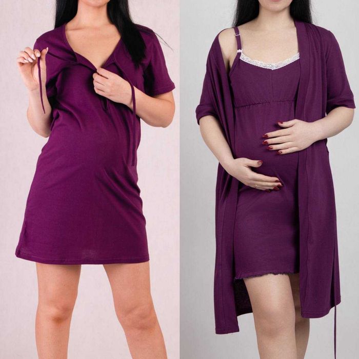 Комплект трійка в пологовий для вагітних та годуючих  мереживні 44-62