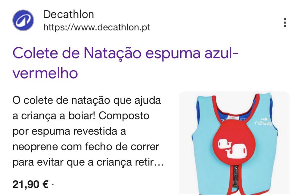 Colete de Natação 15-18 KG