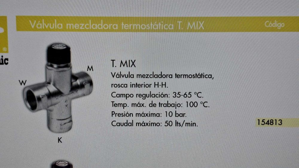 Válvula misturadora termostática para sistema solar