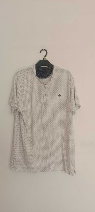 Koszulka polo wzorzasta XXL bawełna biała