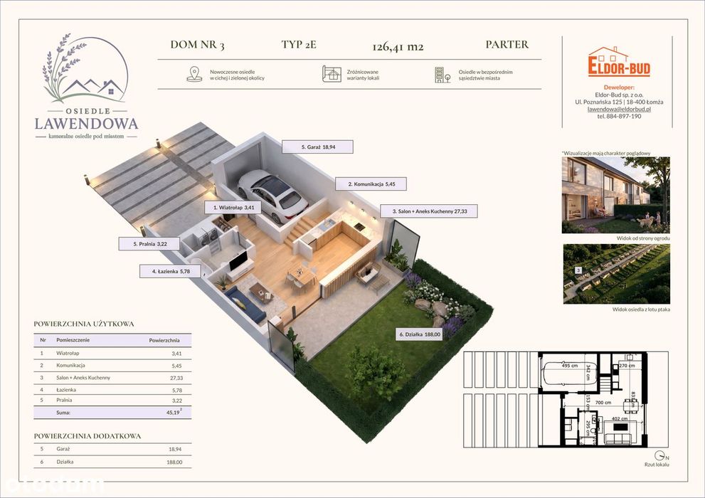DOM 126,41 m2 Nowe Osiedle Lawendowa Łomża