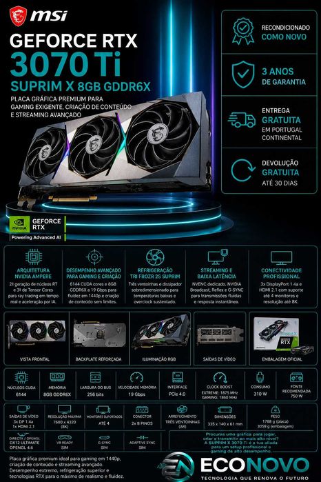EN Placa gráfica MSI GeForce RTX 3070 Ti SUPRIM X 8GB GDDR6X