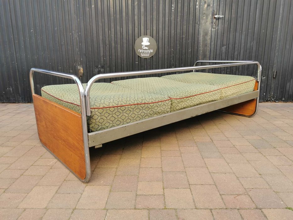 Sofa chrom proj. Hynek Gottwald/ KOVONA Czechosłowacja '40-60, Bauhaus