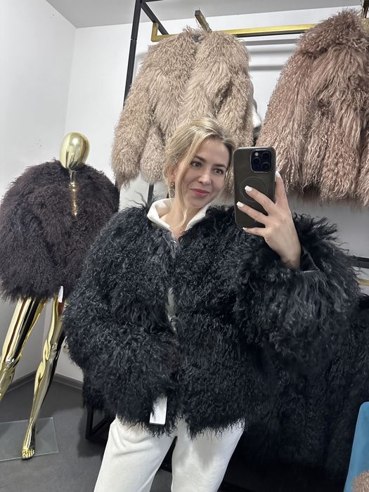 Шоколад , чорна лама натуральна цільна шуба , шубка з лами