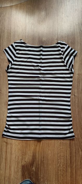 Koszulka t-shirt brązowa beżowa paski basic casual